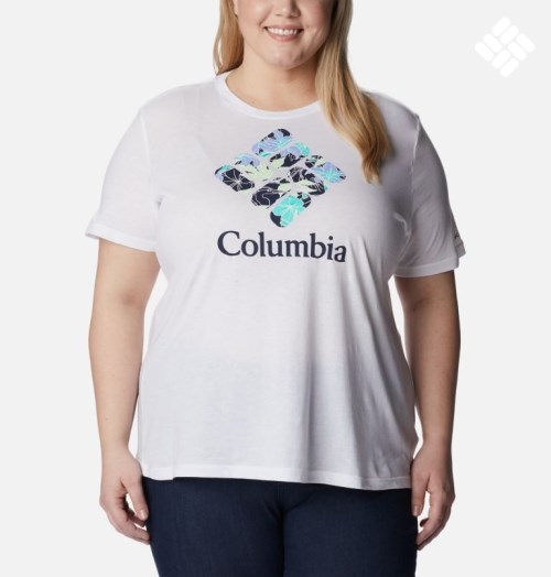 Tricouri Columbia Bluebird Day Relaxed Crew Neck Dama Albi | Plus Size FO7A1QSZ0